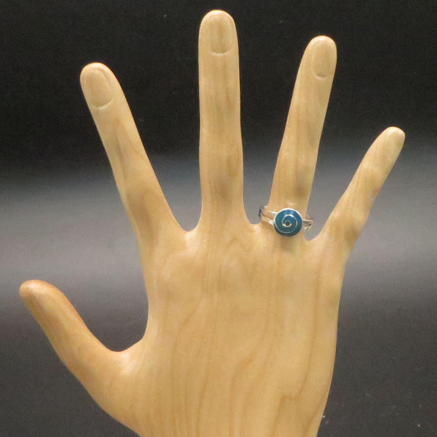 Pachamama Spiral ring silver Peru Sacred Valley Blue green inlay silver band