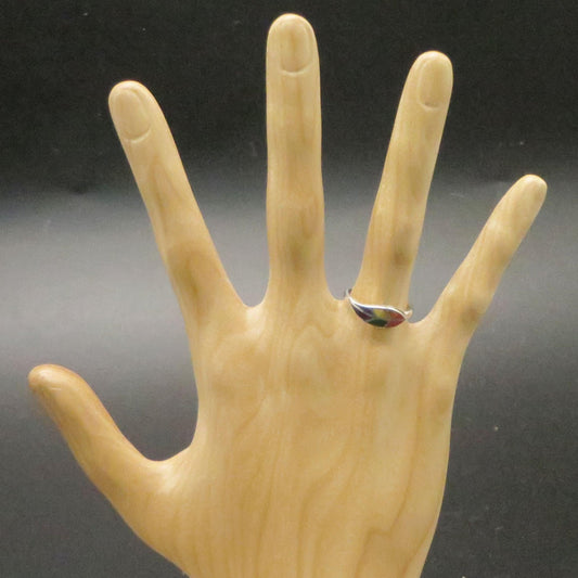 Coca Leaf Ring Size 6 Peru 950 Silver with Stone Inlay Sacred Valley RJVB36 - Shaman Things