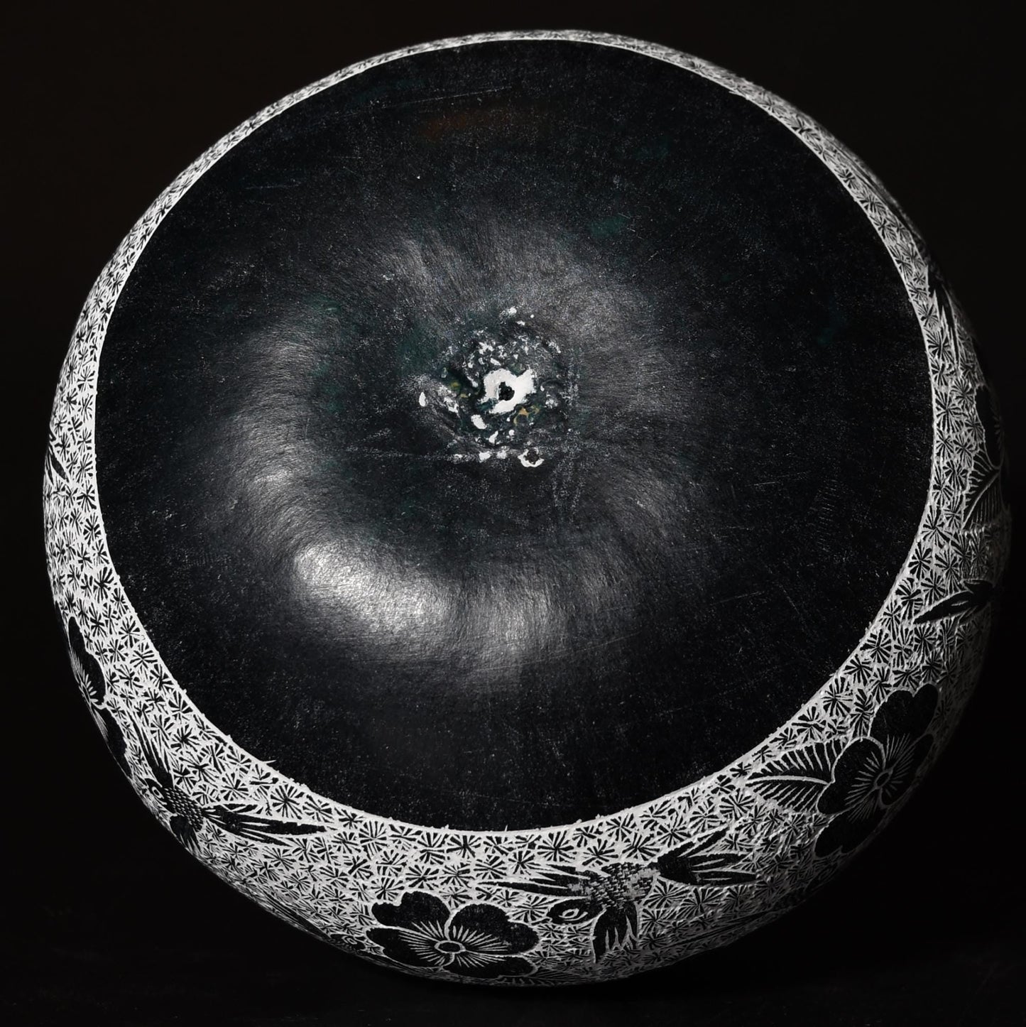 Folk Art Carved Gourd Birds Flowers hand carved Sacred Valley Peru G52507 - Shaman Things