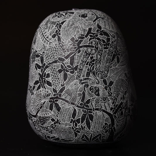 Folk Art Carved Gourd Jungle Animals Birds hand carved Sacred Valley Peru G52513 - Shaman Things