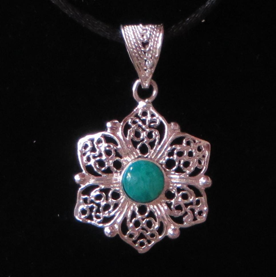 Flower of Life Open Work Pendant Peru 950 Silver Sacred Valley PJVB9