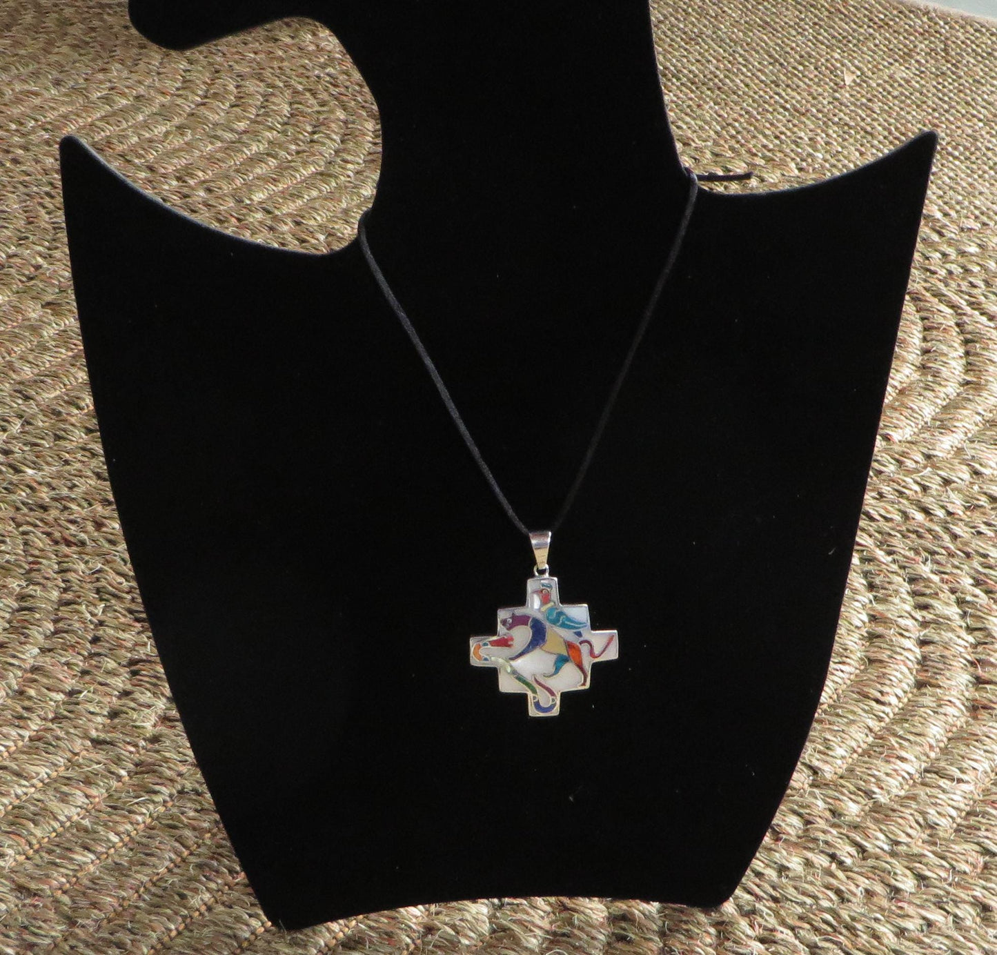 Chakana Pendant with Stone and Abalone Inlay Snake Condor Jaguar 950 Silver Sacred Valley Peru PJVB2
