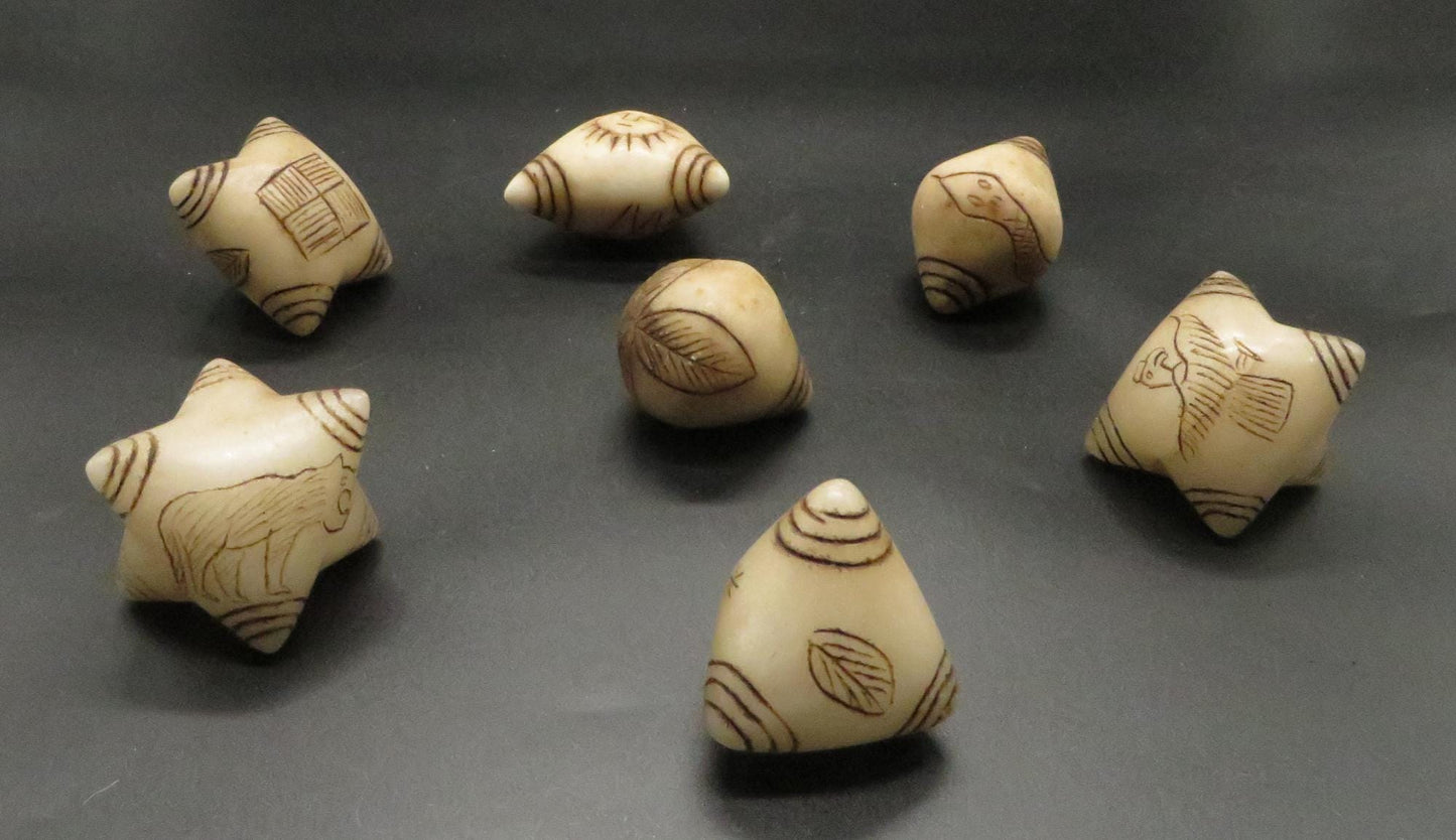 Peruvian Chumpi Khuya Apu Stones Set of 7 Alabaster / Caliza Stone hand crafted Sacred Valley CS2403