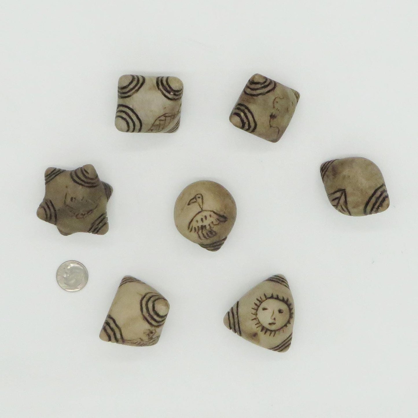 Peruvian Chumpi Khuya Apu Stones Set of 7 Alabaster / Caliza Stone hand crafted Sacred Valley CS301