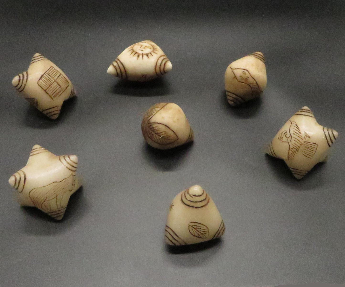 Peruvian Chumpi Khuya Apu Stones Set of 7 Alabaster / Caliza Stone hand crafted Sacred Valley CS2403