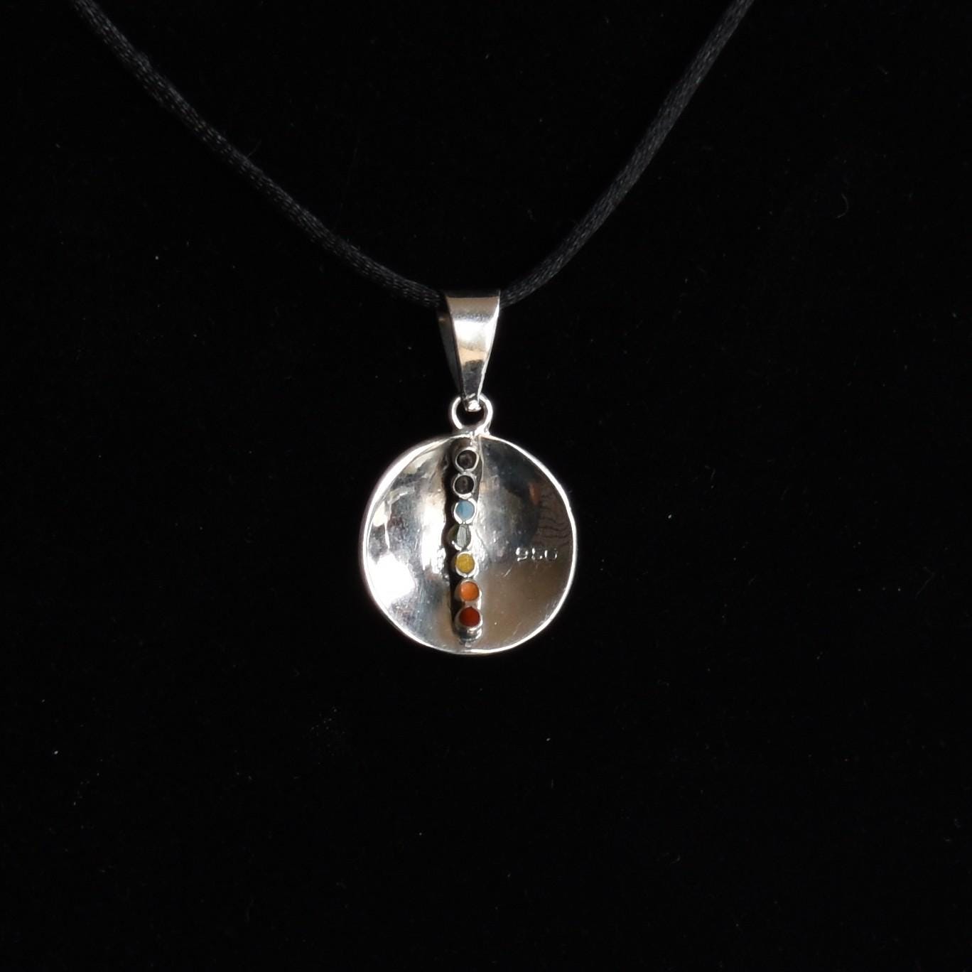 Pachamama Spiral Pendant with Seven Chakra Stones Peru 950 Silver Sacred Valley PJVB17
