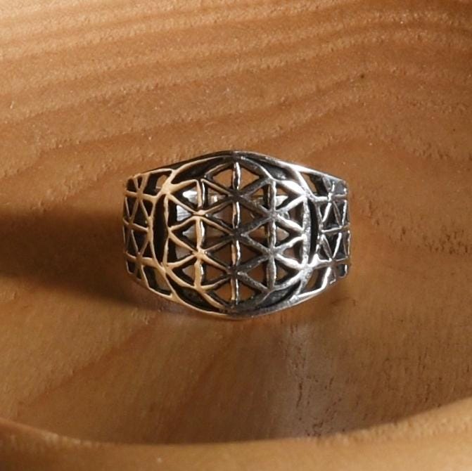 Flower of Life Ring Size 7 Peru 950 Silver Sacred Valley R52515