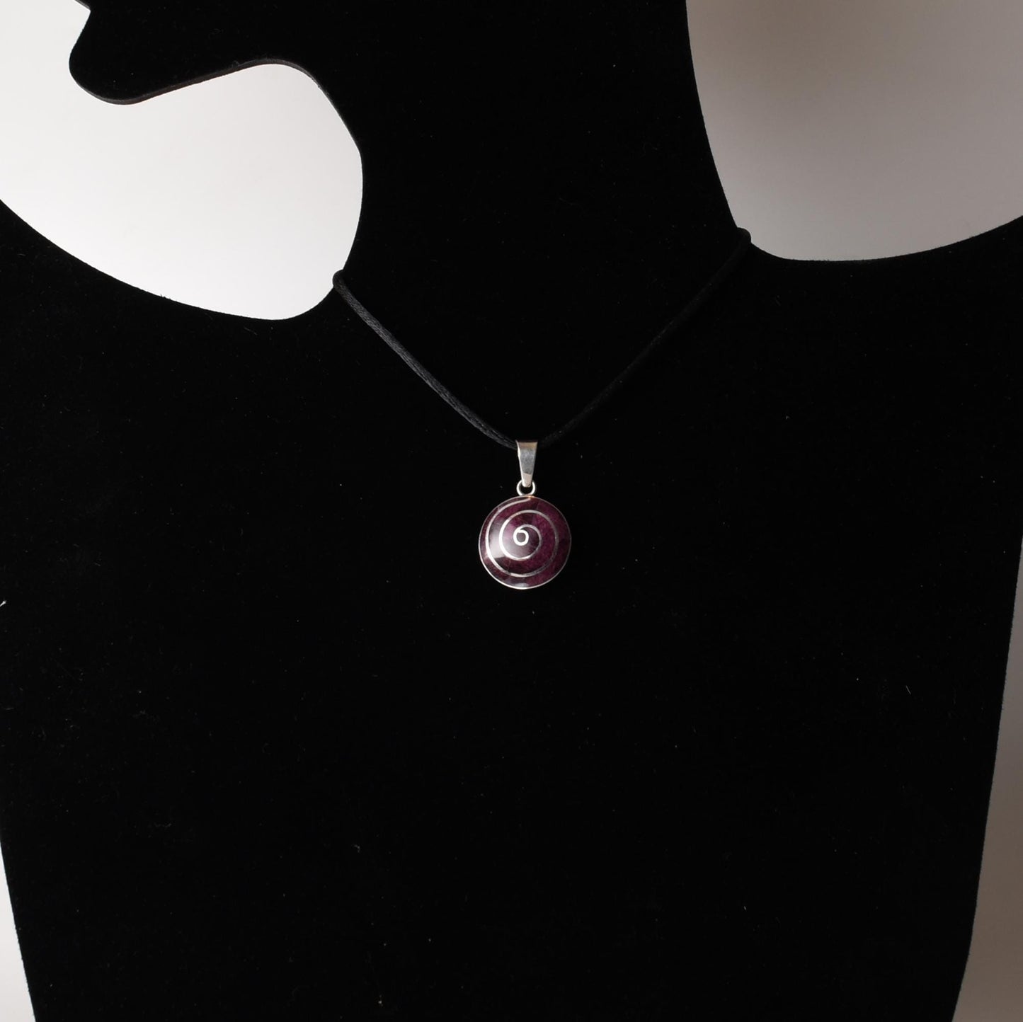 Pachamama Spiral Pendant with Stone Inlay and Seven Chakra Stones Peru 950 Silver Sacred Valley P52529