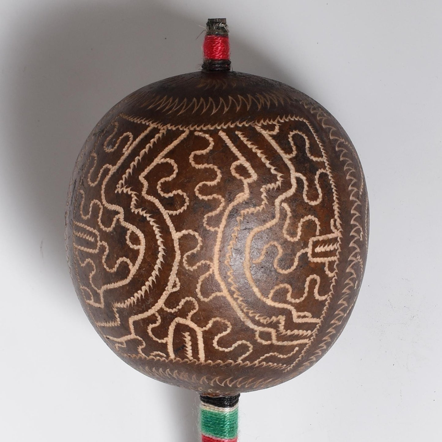 Large Shipibo Ceremonial Rattle with Shipibo Patterns Handcrafted in Amazon Region Peru R52503