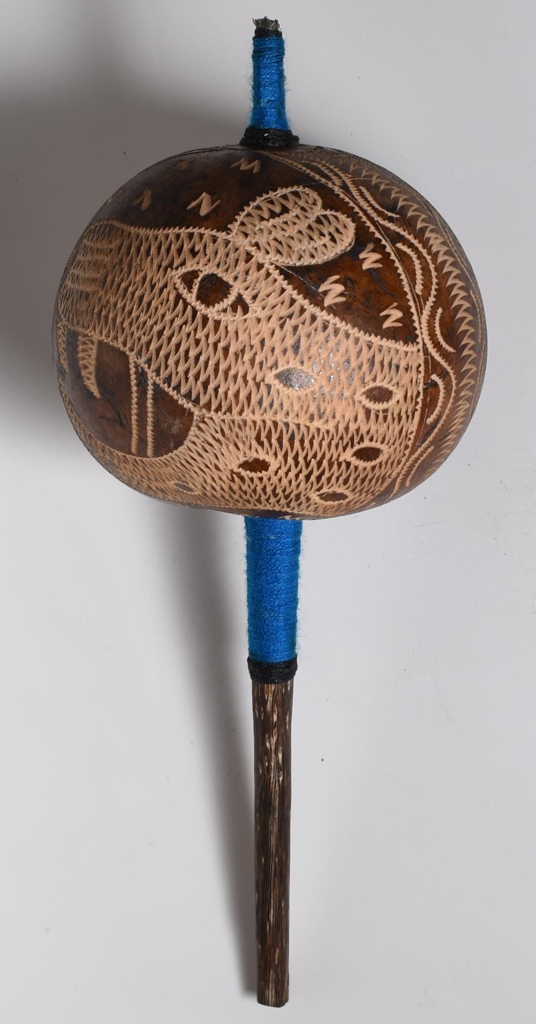 Large Shipibo Ceremonial Rattle Animal Handcrafted in Amazon Region Peru R52505