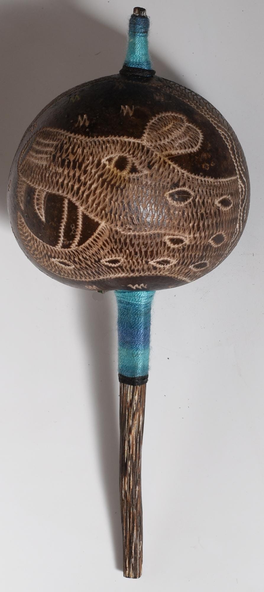 Large Shipibo Ceremonial Rattle Animal Handcrafted in Amazon Region Peru R52509