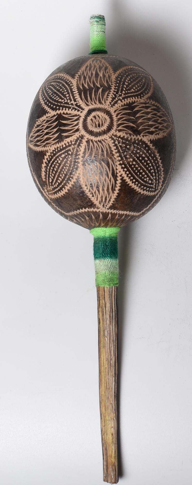 Medium Shipibo Ceremonial Rattle Flower Designs Handcrafted in Amazon Region Peru R52512