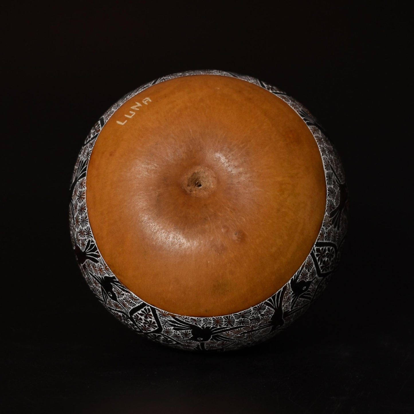 Folk Art Carved Gourd Birds Flowers hand carved Sacred Valley Peru G52506