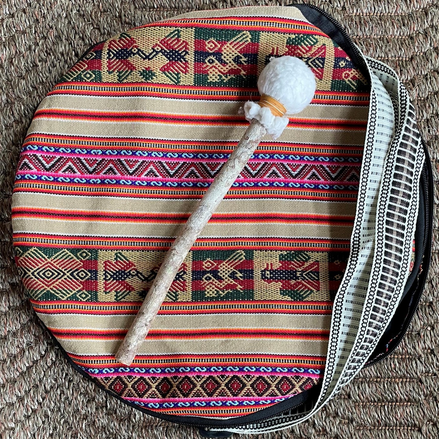 Shaman Drum Hand Made and Hand Painted Hummingbird Made in Sacred Valley Peru D52501