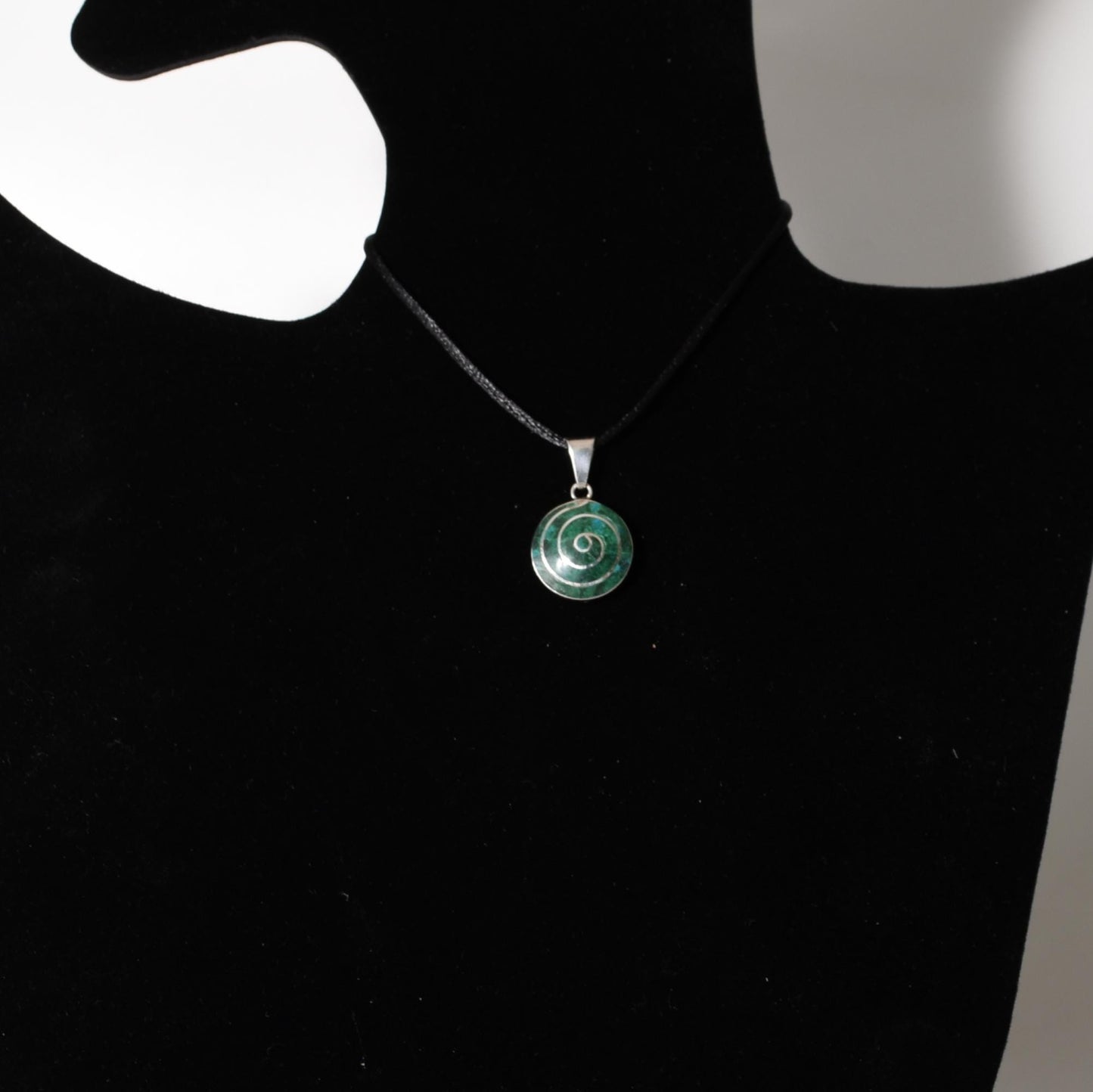 Pachamama Spiral Pendant with Stone Inlay and Seven Chakra Stones Peru 950 Silver Sacred Valley P52523