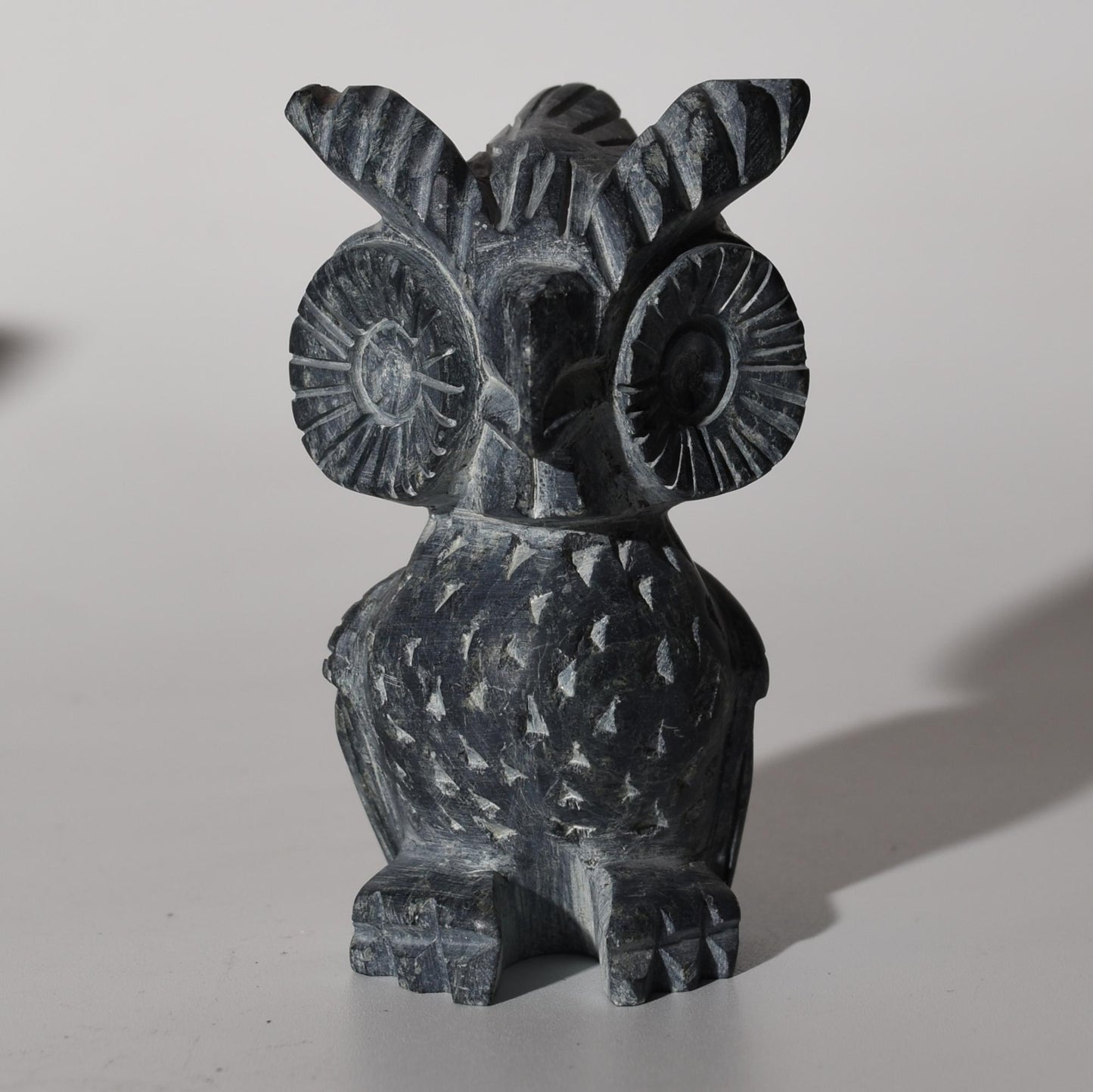Stone Carving Owl Power Animal Black Serpentine Medium hand crafted Sacred Valley Peru S52529