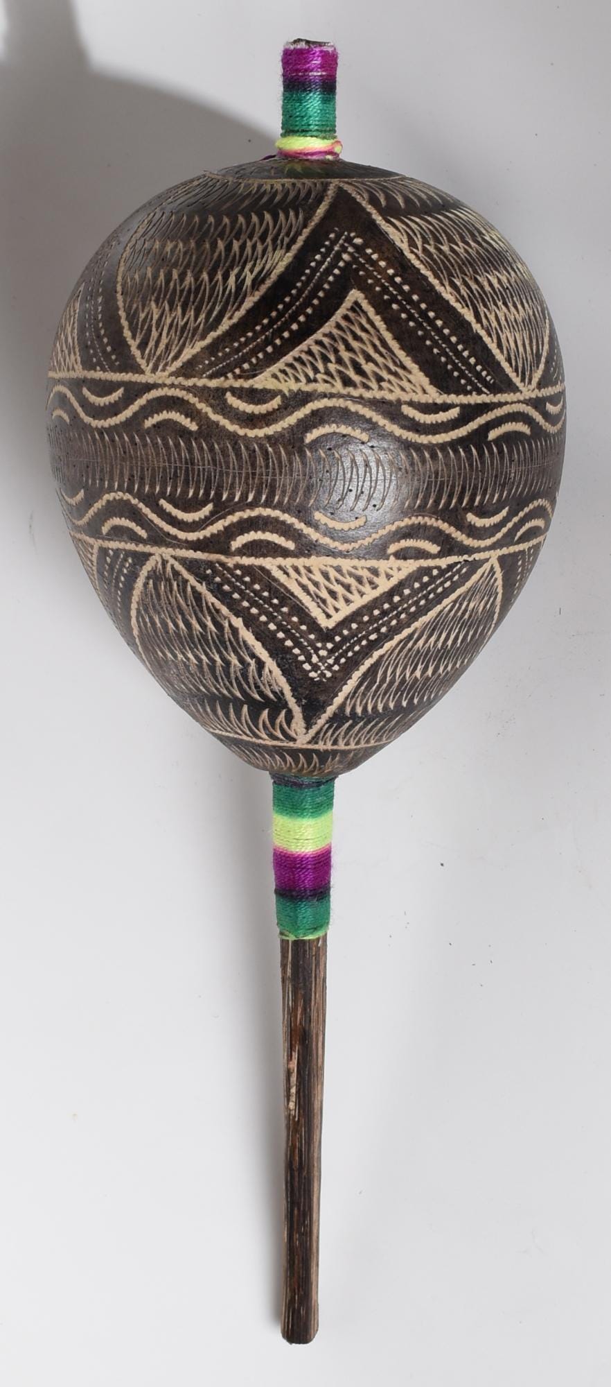 Large Shipibo Ceremonial Rattle with Shipibo Patterns Handcrafted in Amazon Region Peru R52511