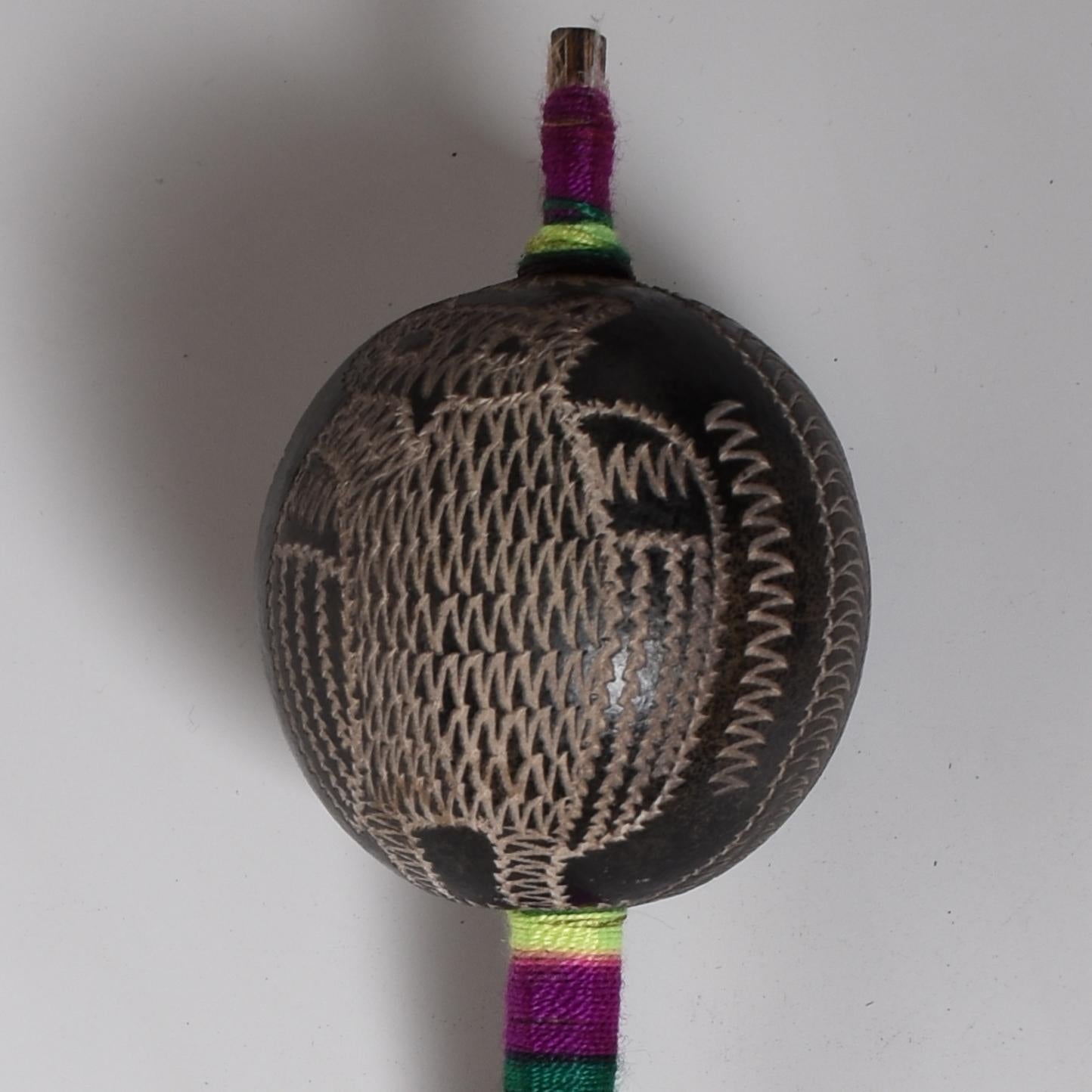 Shipibo Ceremonial Rattle Owl and Flower Handcrafted in Amazon Region Peru R52515