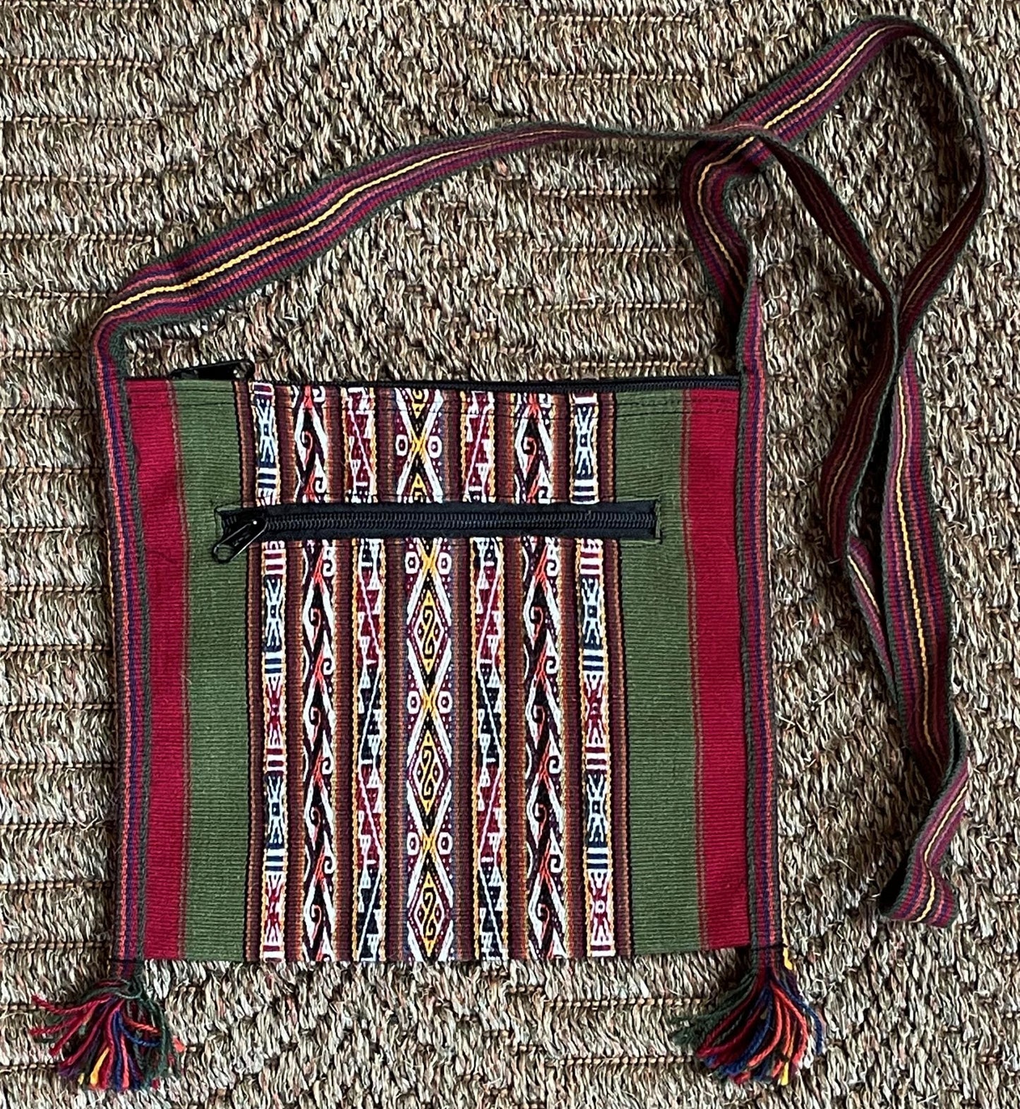 Small Chinchero Shoulder Bag Handwoven on Loom Zippered Andean Textile Sacred Valley Peru CHB101