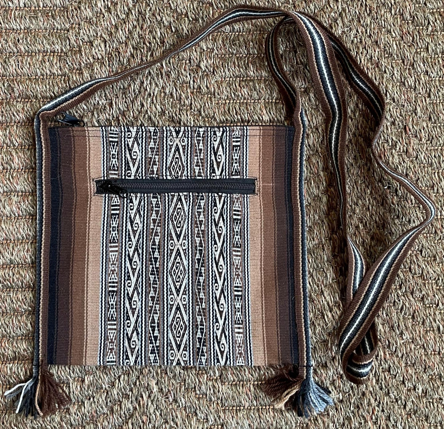 Small Chinchero Shoulder Bag Handwoven on Loom Zippered Andean Textile Sacred Valley Peru CHB102