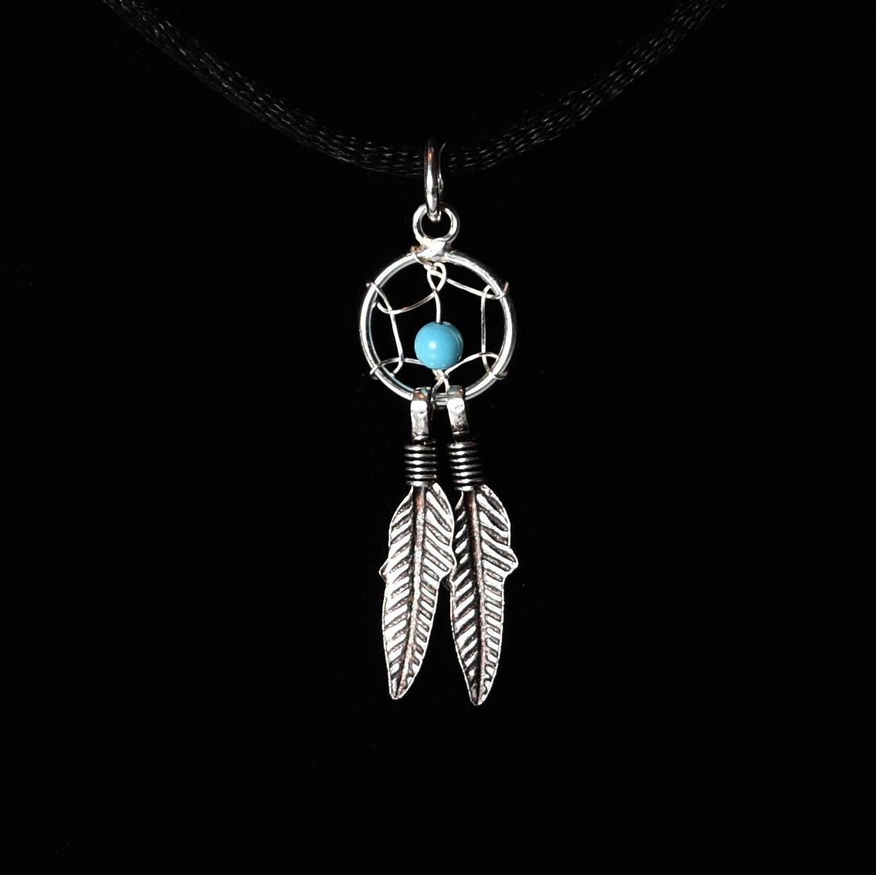 Small Dreamcatcher Pendant Sterling Silver PSJ3