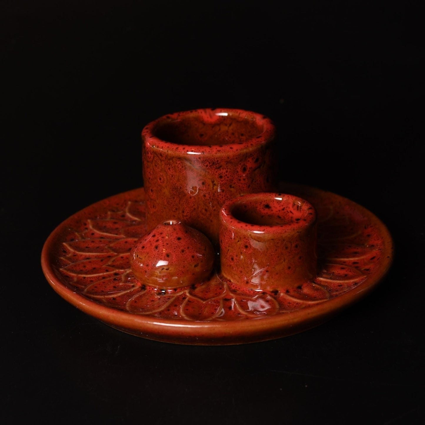 Hand Glazed Ceramic Incense Smudge and Palo Santo Burner in Red or Blue