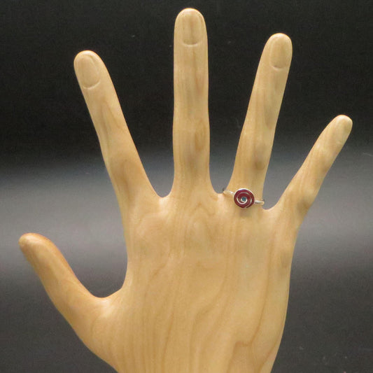 Pachamama Spiral Ring Size 6 Peru 950 Silver and Stone Inlay Sacred Valley RJVB7 - Shaman Things