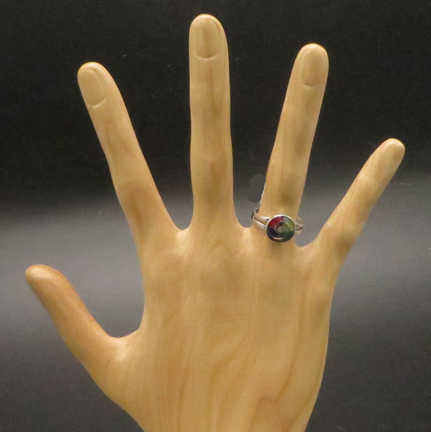 Pachamama Spiral Ring Size 7.5 Peru 950 Silver and Stone Inlay Sacred Valley RJVB14 - Shaman Things