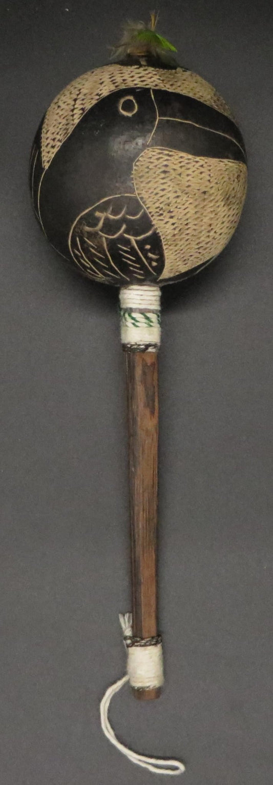 Shipibo Ceremonial Rattle Toucan Designs Handcrafted in Amazon Region Peru R2409 - Shaman Things