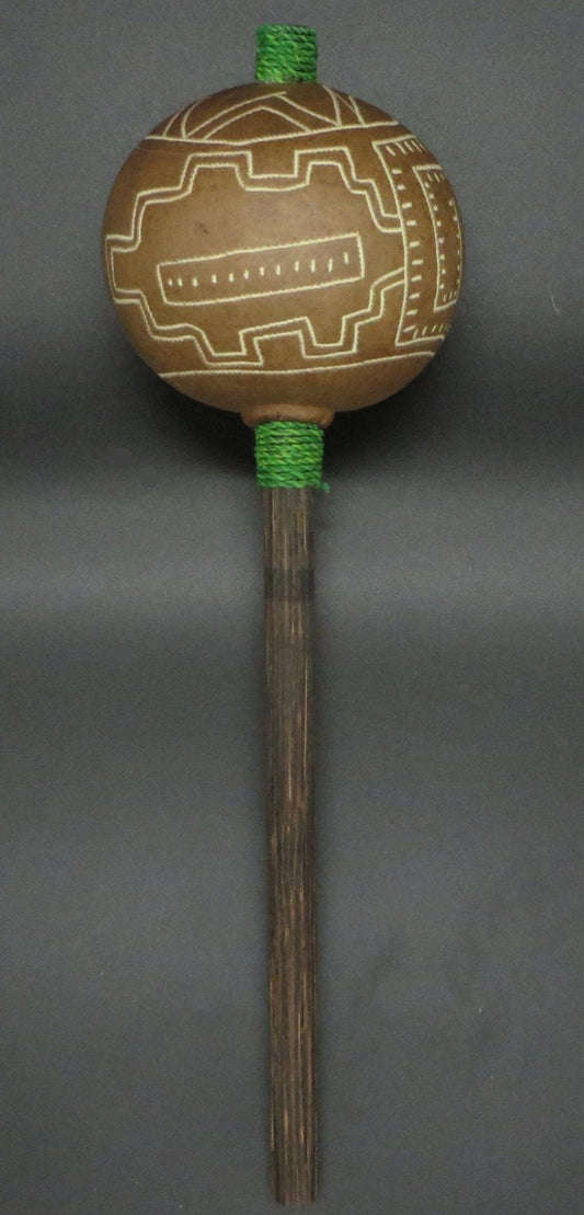 Shipibo Ceremonial Rattle with Shipibo Abstract Designs Handcrafted in Amazon Region Peru R2317 - Shaman Things