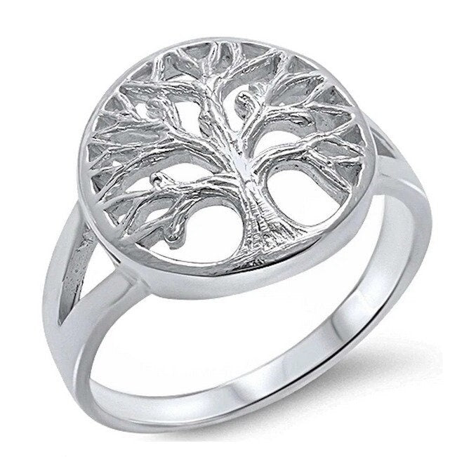 Sterling Silver Tree of Life Ring Size 6 RS2