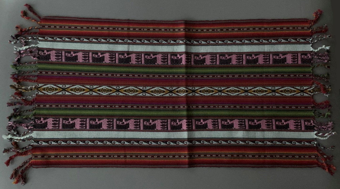 Chinchero Hand Woven Cloth Altar Mesa Cloth Llama Pattern Sacred Valley Peru 14 1/2 x 32 PS2328
