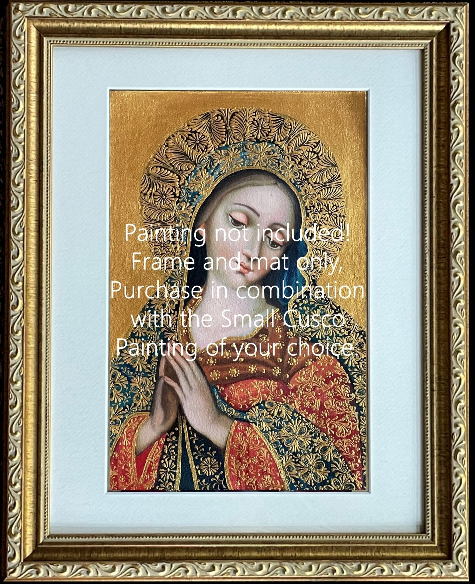 11x14 Ornate Gold Frame and Mat for small Cusco School Paintings - Shaman Things