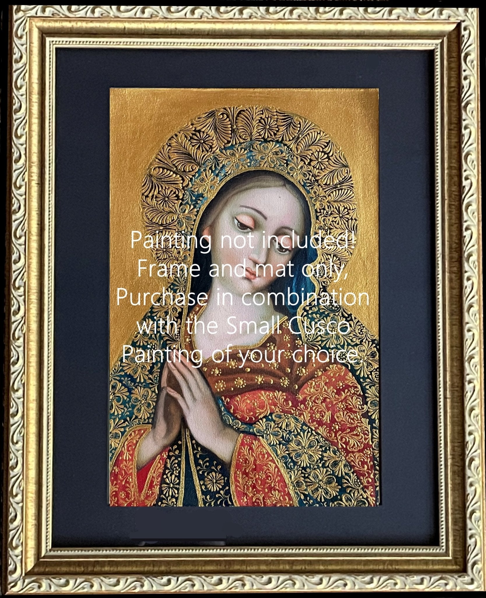 11x14 Ornate Gold Frame and Mat for small Cusco School Paintings - Shaman Things
