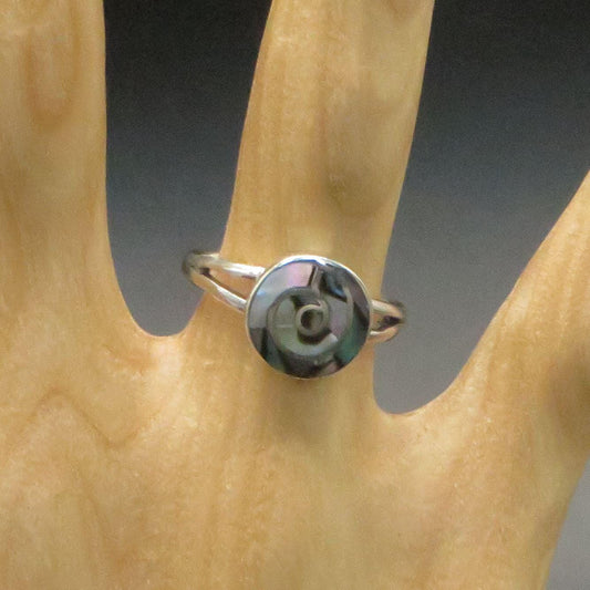 Pachamama Spiral ring silver Peru Sacred Valley abalone inlay silver band 