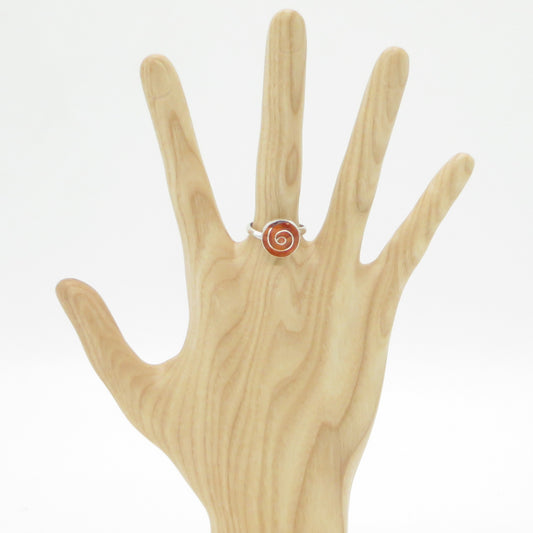 Pachamama Spiral ring silver Peru Sacred Valley orange stone inlay silver band 