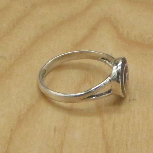 Pachamama Spiral ring silver Peru Sacred Valley Blue multi color stone inlay silver band