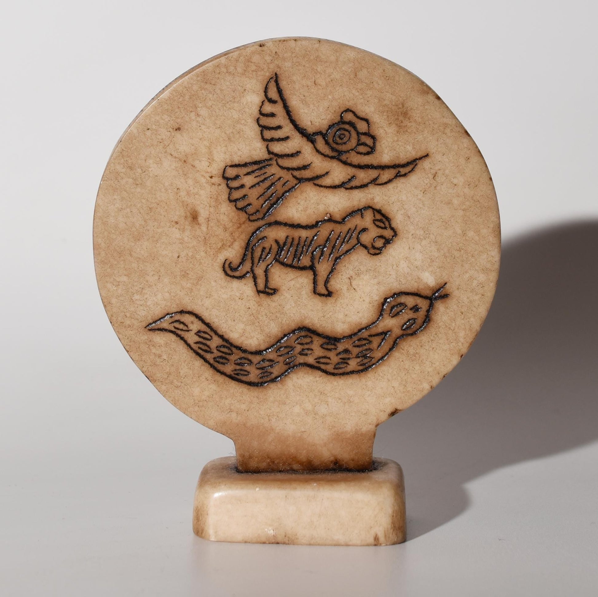 Alabaster Carving Inca Calendar Snake hand carved Sacred Valley Peru S52526 - Shaman Things