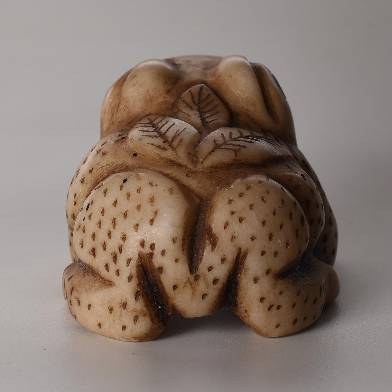 Caliza Stone Frog Power Animal Coca Leaf Q'intu carving hand crafted Sacred Valley Peru S52523 - Shaman Things