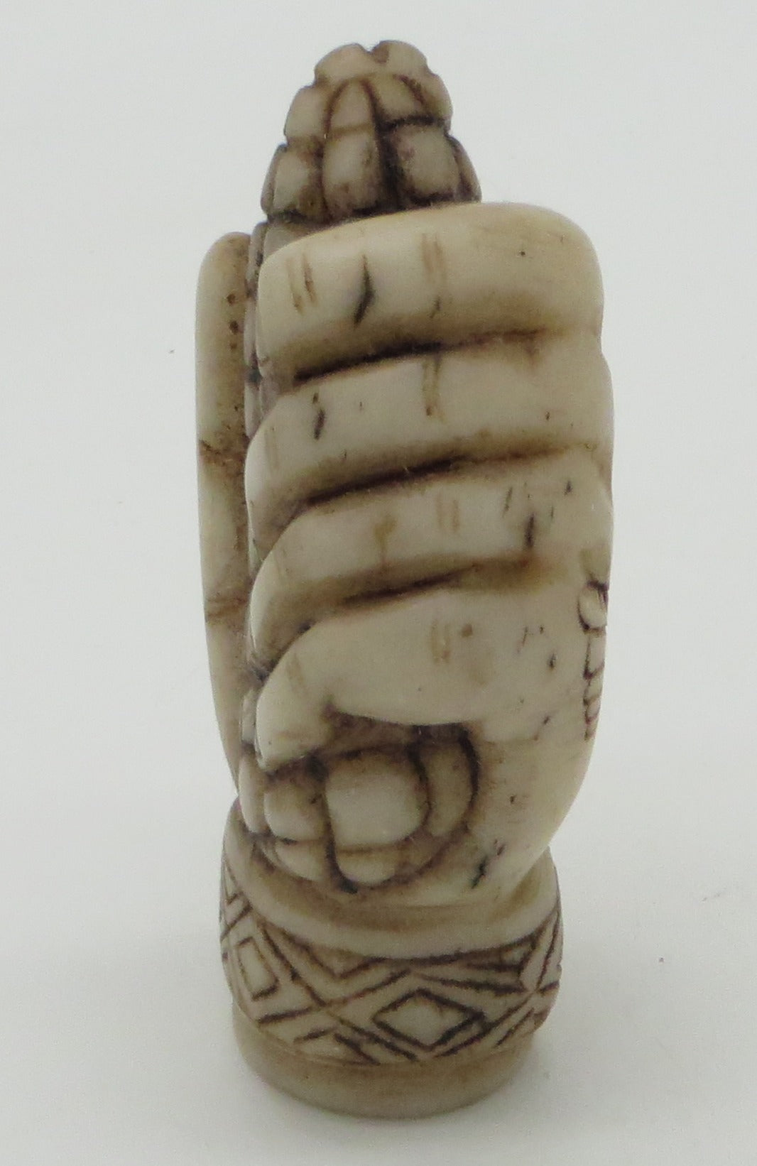 Alabaster Caliza Stone Offering Hand Holding Corn Sacred Valley Peru