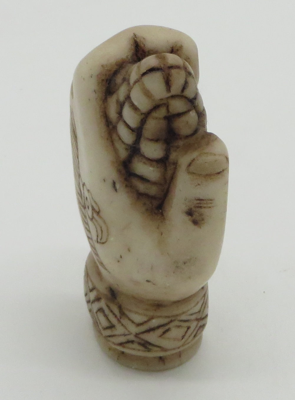 Alabaster Caliza Stone Offering Hand Holding Corn Sacred Valley Peru