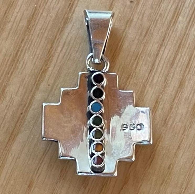 Chakana Pendant Condor Snake Jaguar Seven Chakras Peru 950 Silver and Stone Sacred Valley PJVB15 - Shaman Things