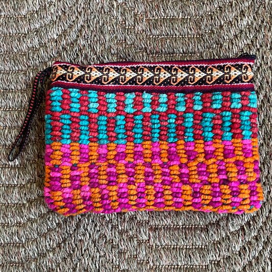 Peruvian Wool Clutch Purse Hand Bag Zippered Pouch Loom Woven Sacred Valley Peru CP301