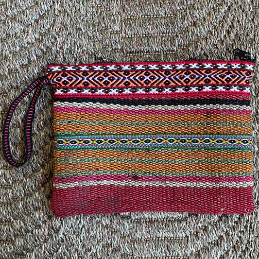 Peruvian Wool Clutch Purse Hand Bag Zippered Pouch Loom Woven Sacred Valley Peru CP302