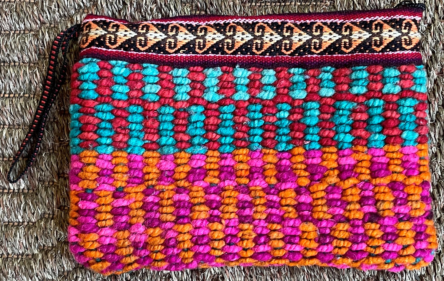 Peruvian Wool Clutch Purse Hand Bag Zippered Pouch Loom Woven Sacred Valley Peru CP301
