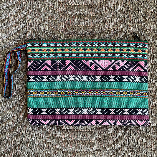 Peruvian Wool Clutch Purse Hand Bag Zippered Pouch Loom Woven Sacred Valley Peru CP304
