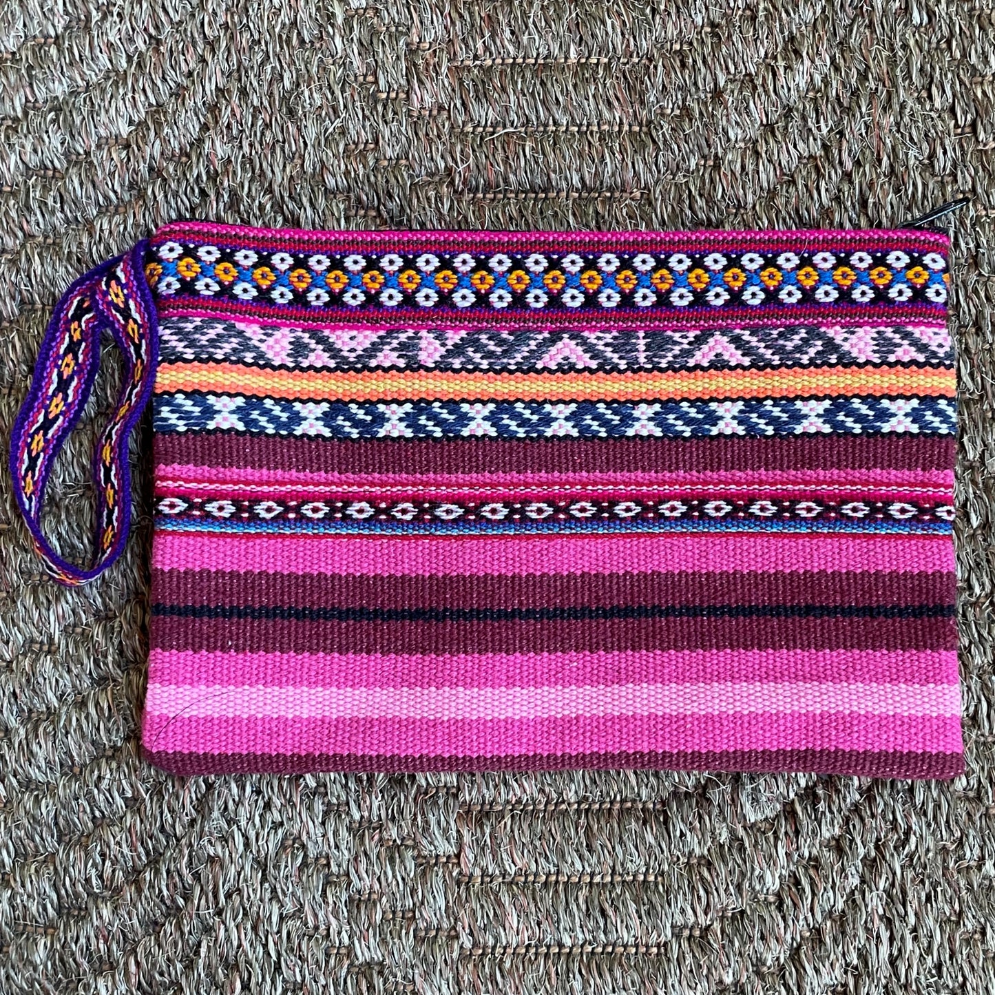 Peruvian Wool Clutch Purse Hand Bag Zippered Pouch Loom Woven Sacred Valley Peru CP305