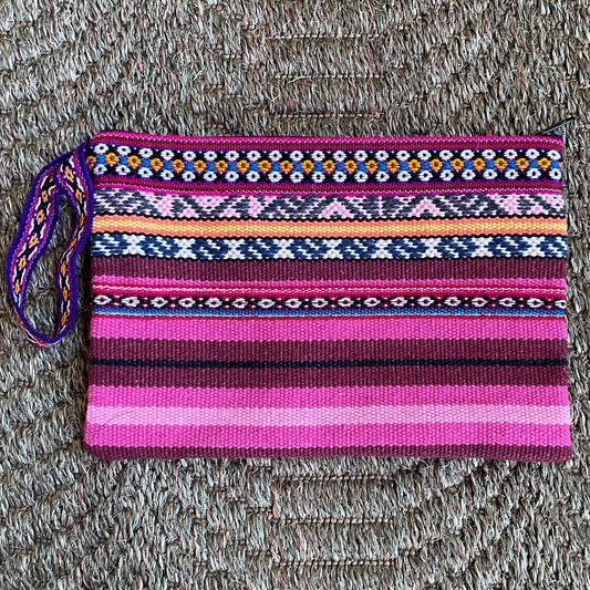 Peruvian Wool Clutch Purse Hand Bag Zippered Pouch Loom Woven Sacred Valley Peru CP305