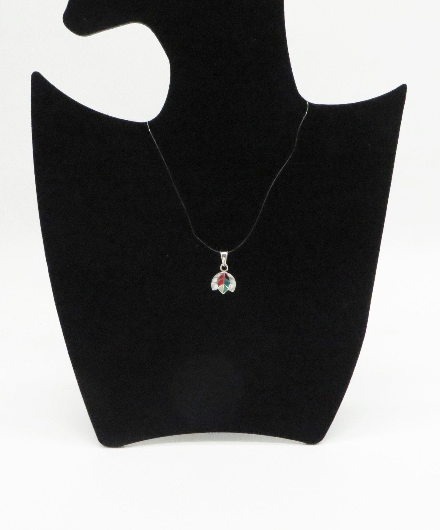 Coca Leaf Kintu Pendant 950 Silver and Inlay Sacred Valley Peru PH9 - Shaman Things