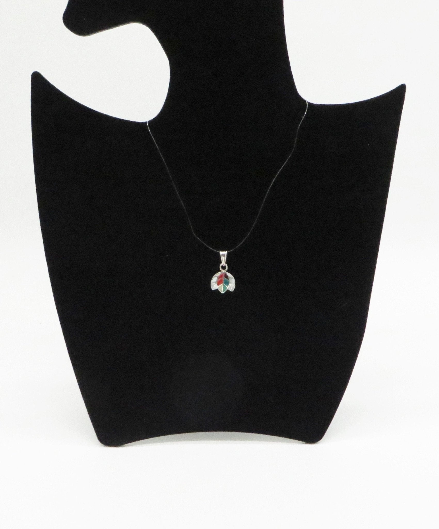 Coca Leaf Kintu Pendant 950 Silver and Inlay Sacred Valley Peru PH9 - Shaman Things